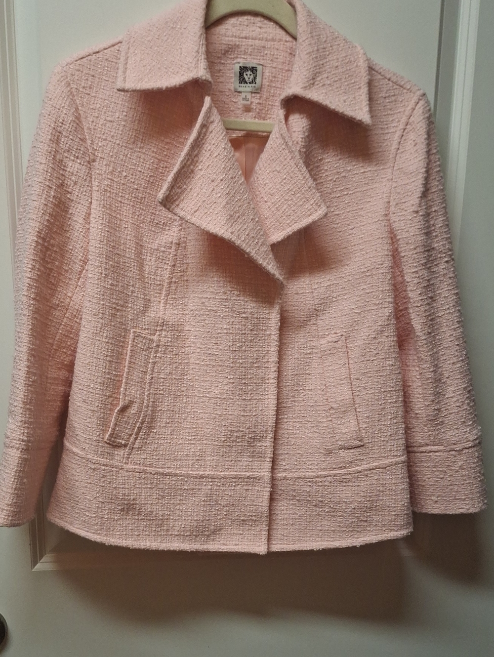 Anne Klein Light Pink Bouclé Blazer Jacket